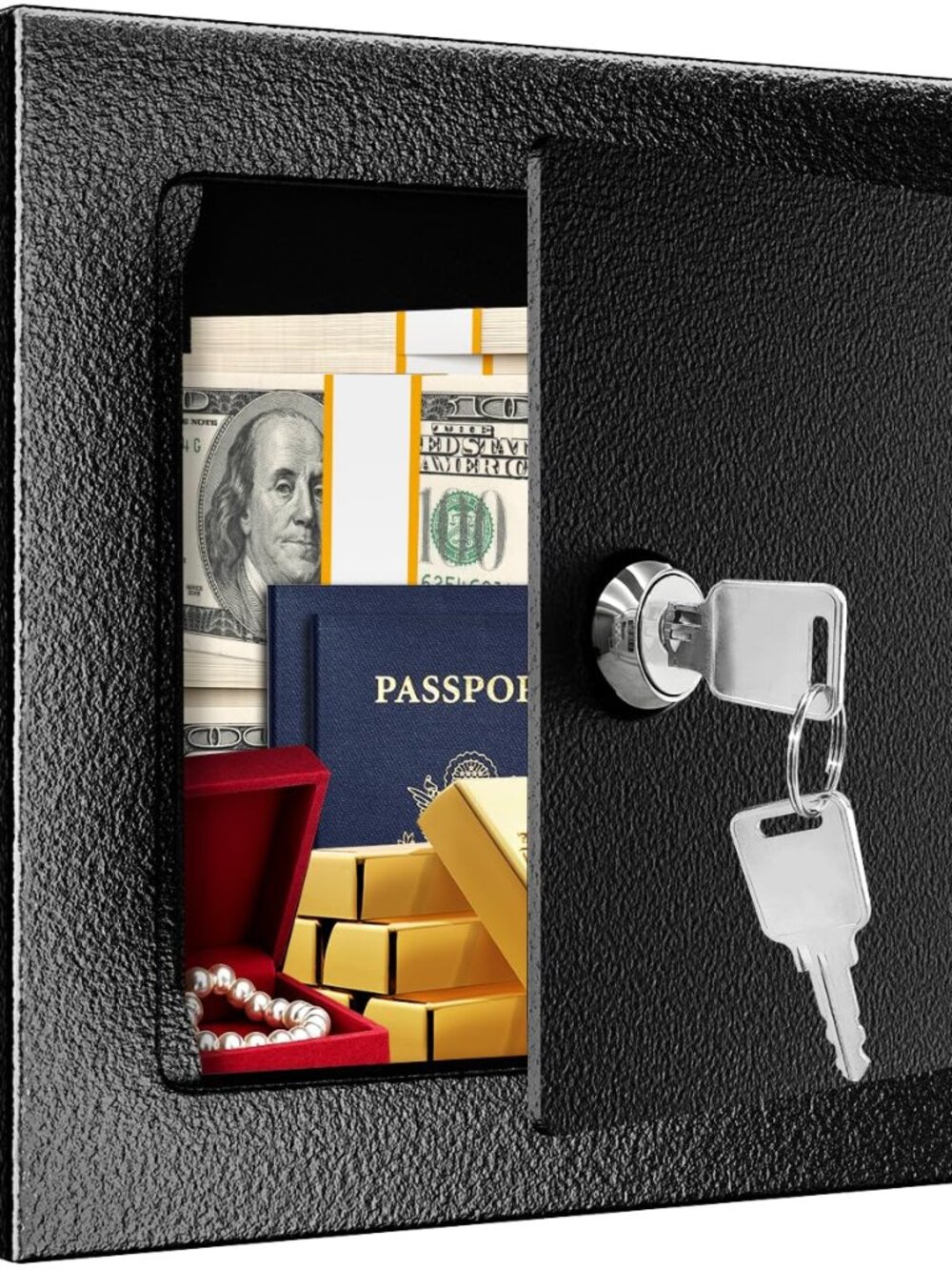 Bonsaii Security Safe Box 0.23 Cu.Ft Key Lock for Home Jewelry Cash